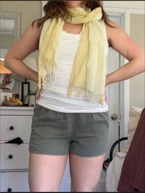 Sage green cotton shorts